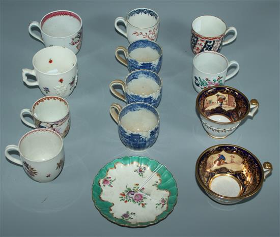 Group of 18th Century cups and 1 saucer